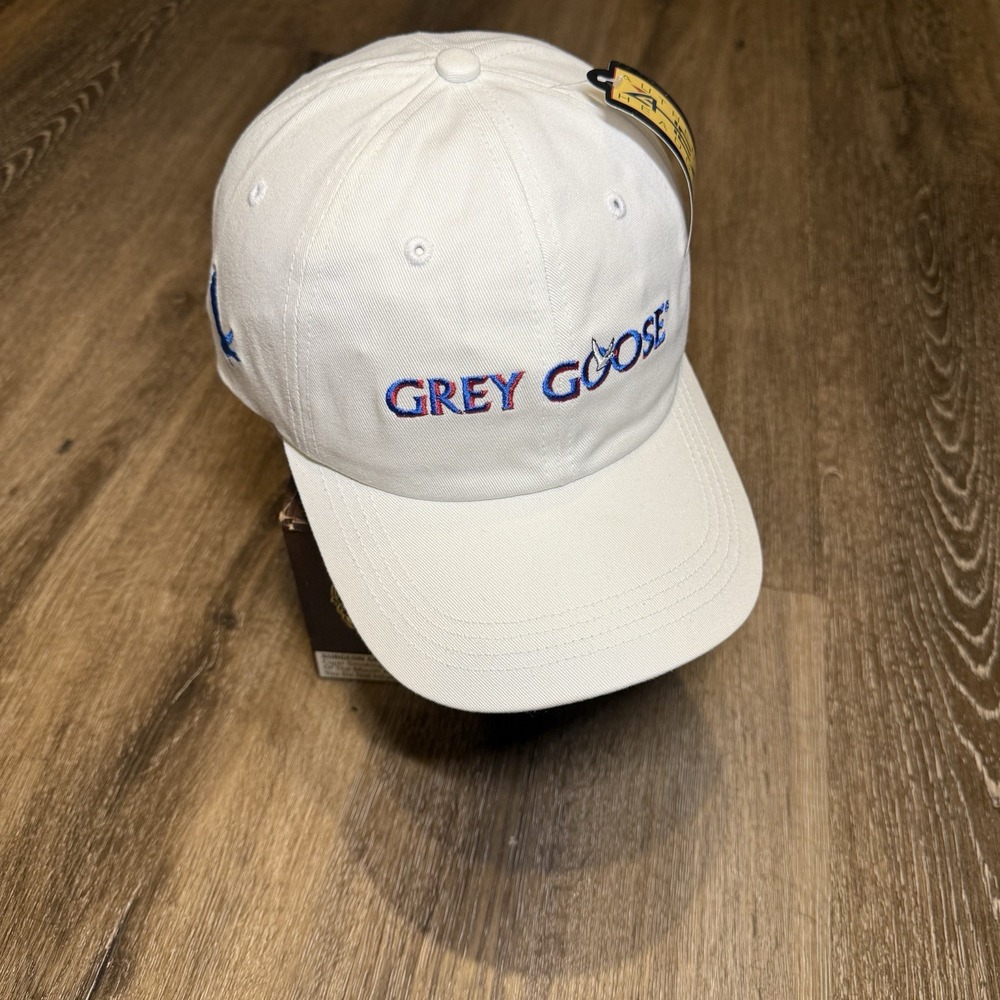 Ahead Grey Goose Vodka Hat White Blue Liquor Alcohol Promo Embroidered Cotton